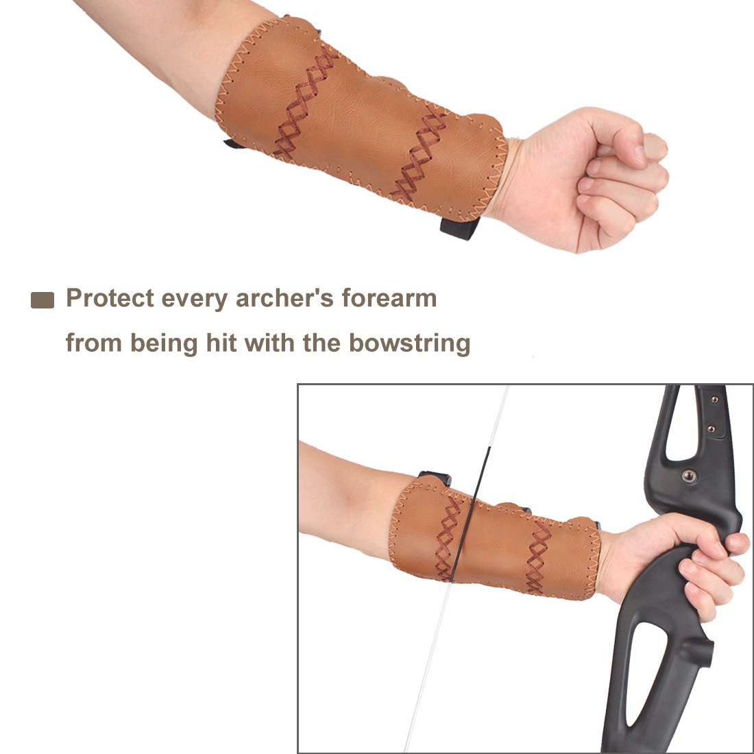 Youth Leather 3-Strap Arm Guard, Archery Arm Protector