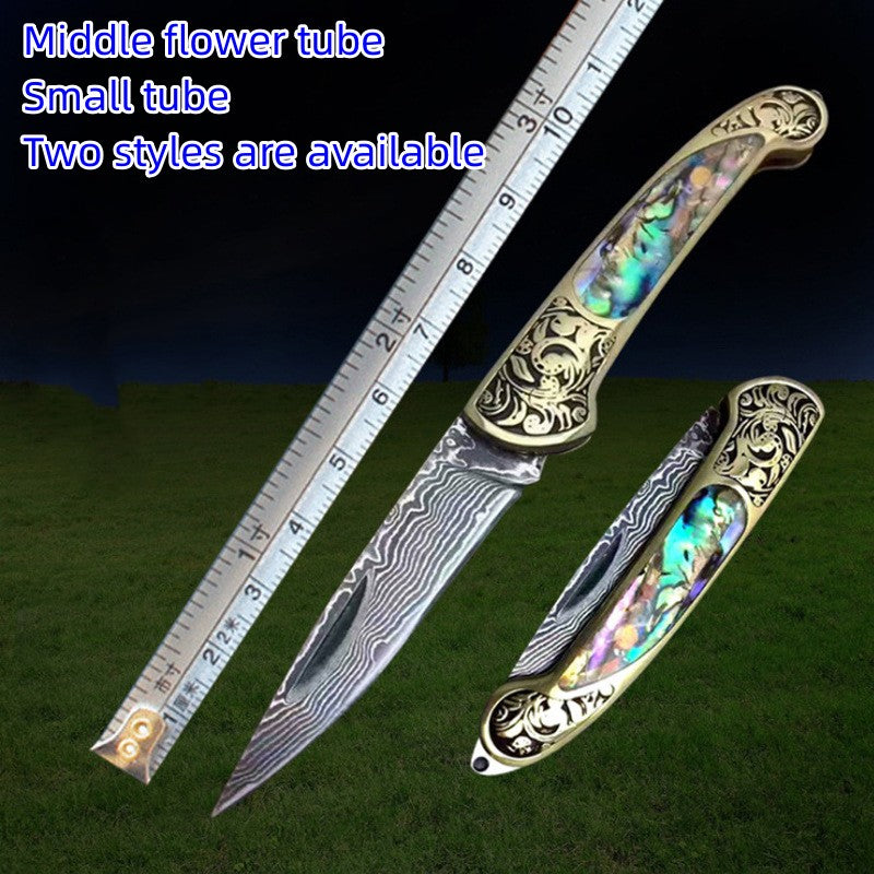 Folding Survival Combat Knife Natural Shell