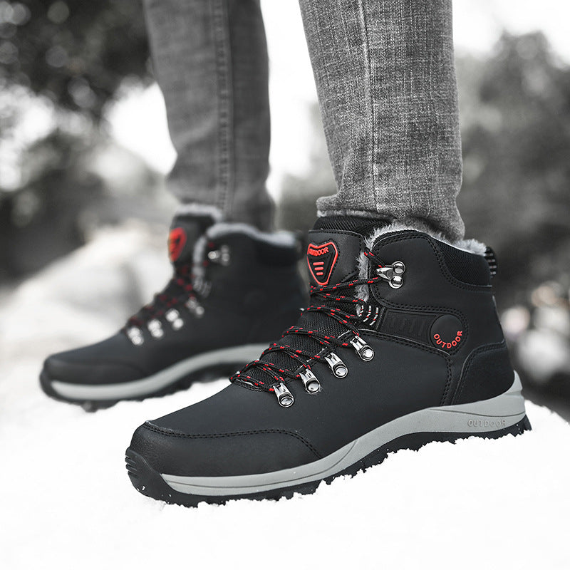 Warm Plush Ankle Boots Hiking Lace-up Shoes