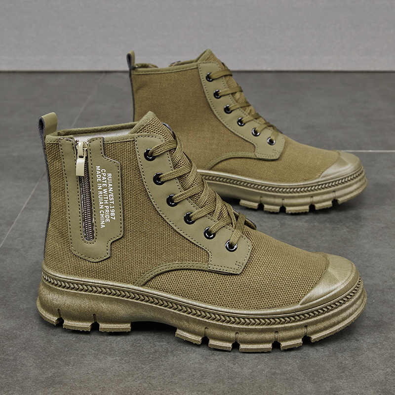 Men's Side Zipper High-top Thicker Work Shoes