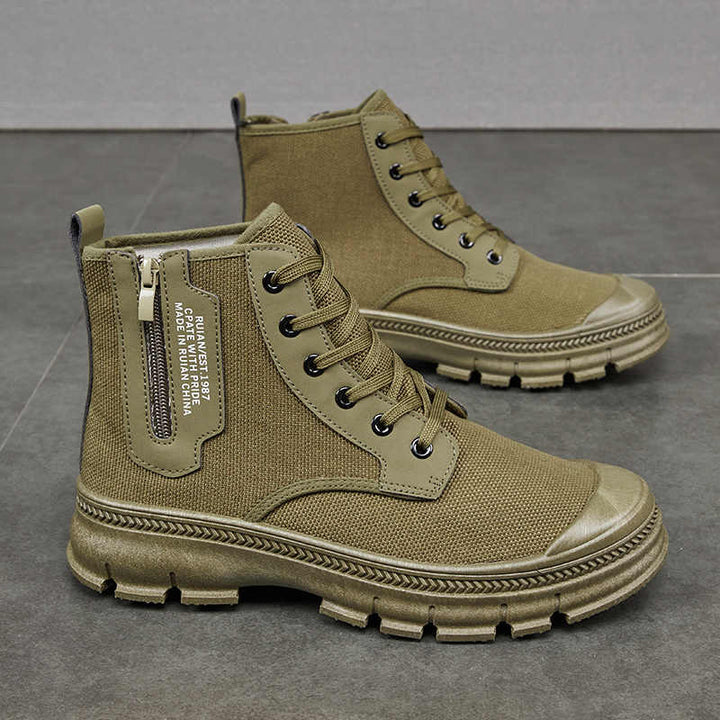 Men's Side Zipper High-top Thicker Work Shoes