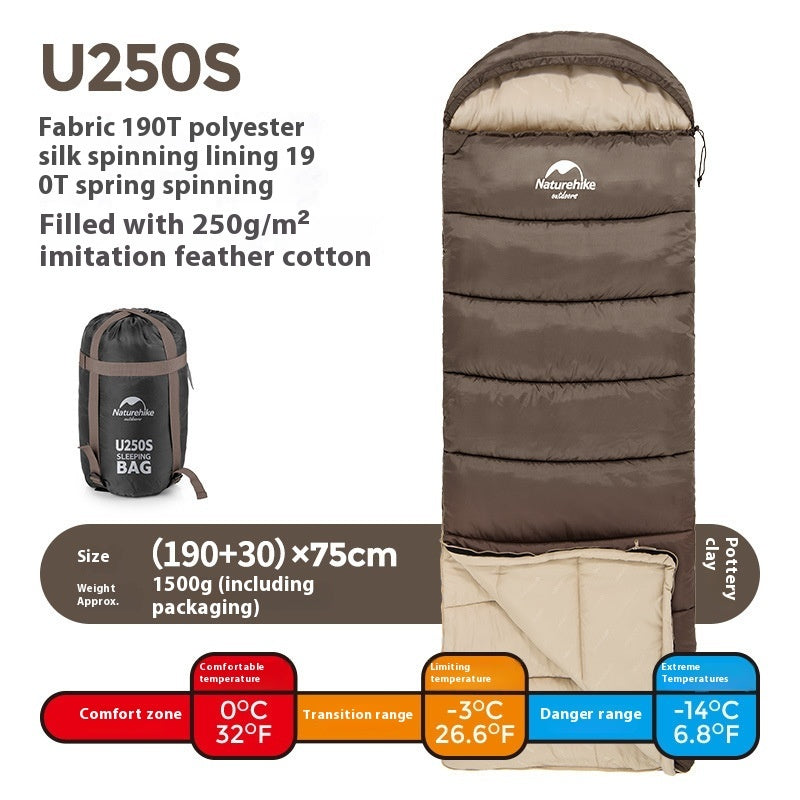 Envelope Hooded Sleeping Bag Outdoor