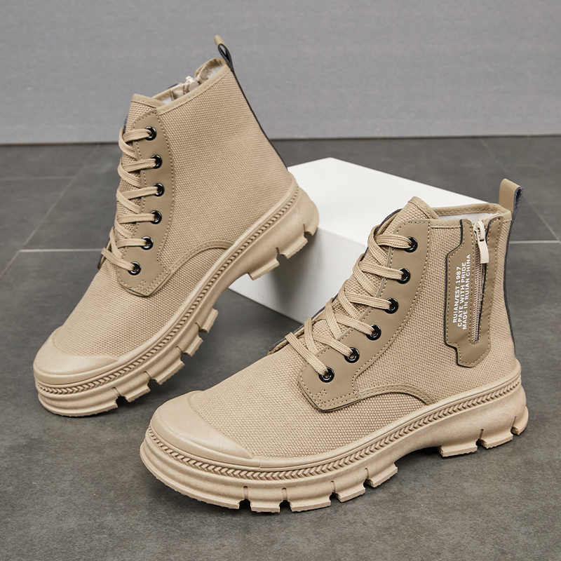 Men's Side Zipper High-top Thicker Work Shoes