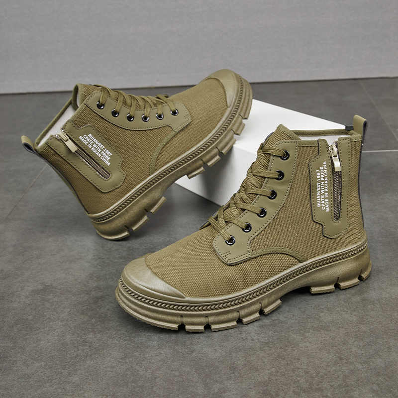 Men's Side Zipper High-top Thicker Work Shoes