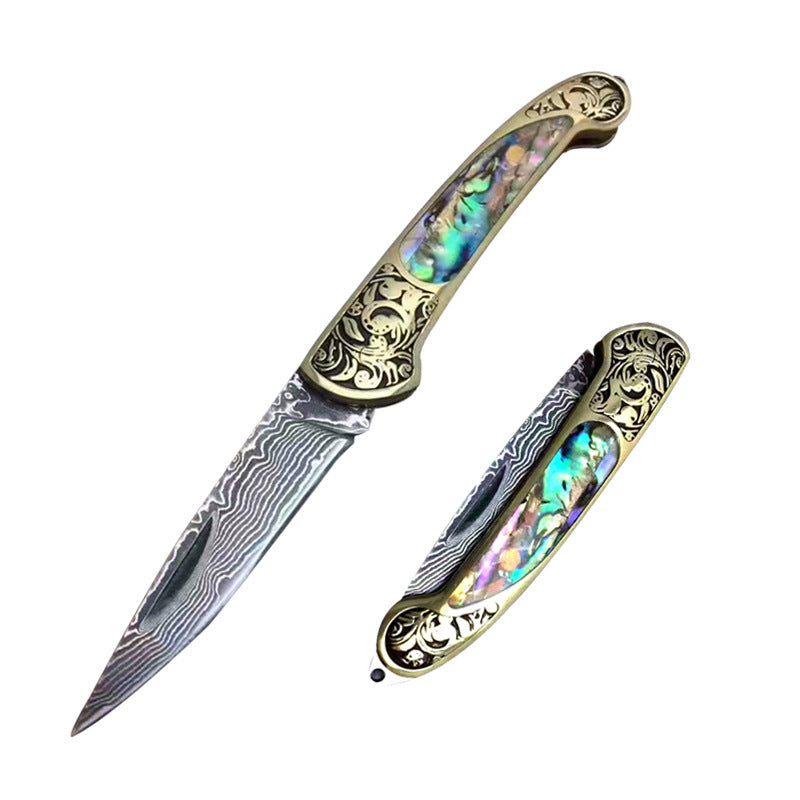 Folding Survival Combat Knife Natural Shell
