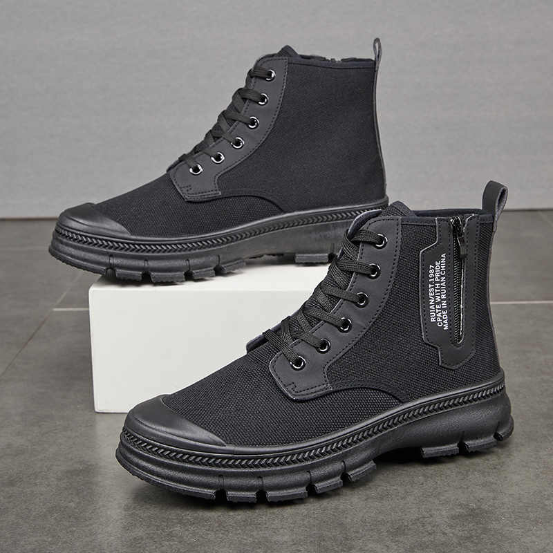Men's Side Zipper High-top Thicker Work Shoes