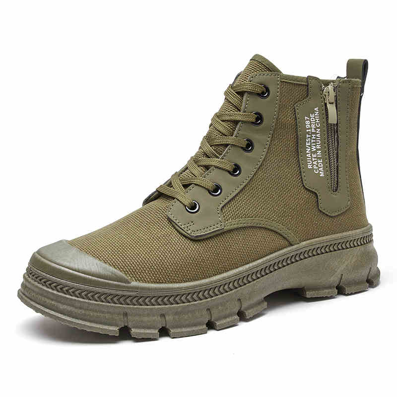 Men's Side Zipper High-top Thicker Work Shoes