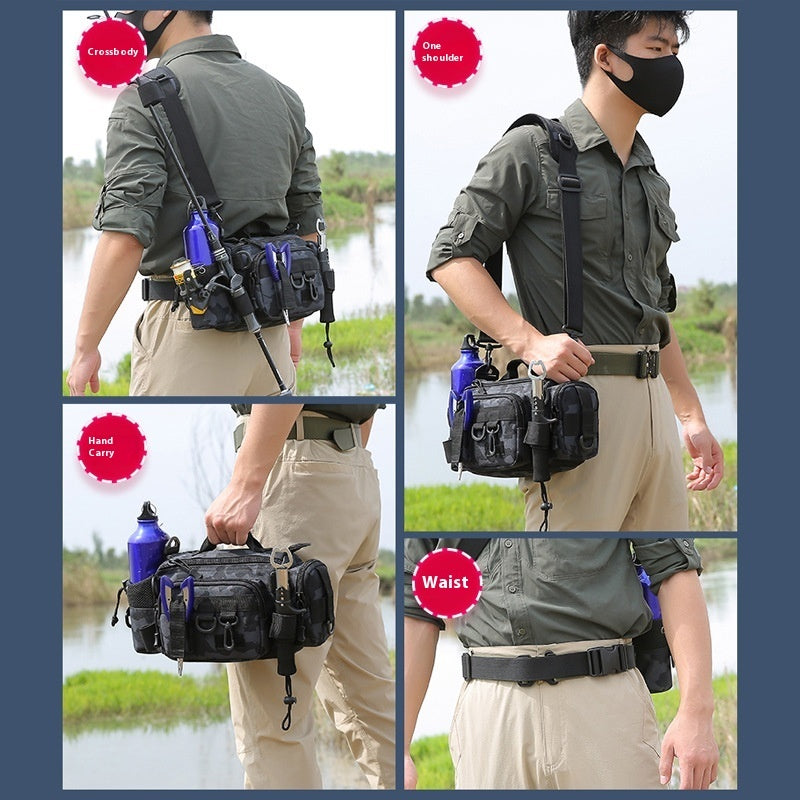Multifunctional Rod Waist Bag Fishing Crossbody Bag