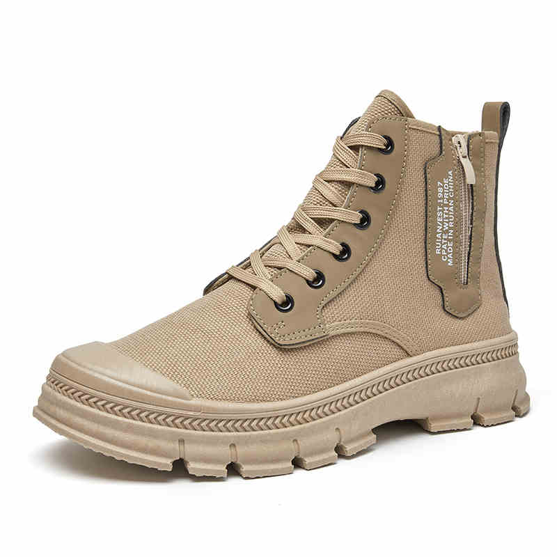 Men's Side Zipper High-top Thicker Work Shoes