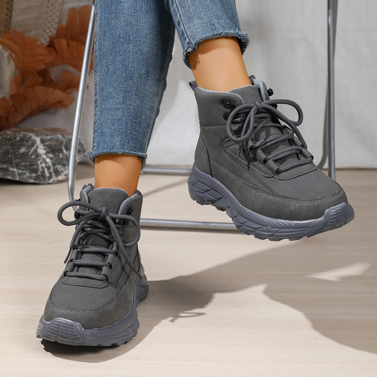 Fleece Lined Padded Warm Hiking Shoes