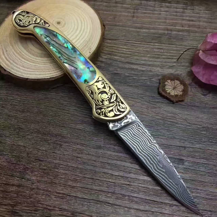 Folding Survival Combat Knife Natural Shell
